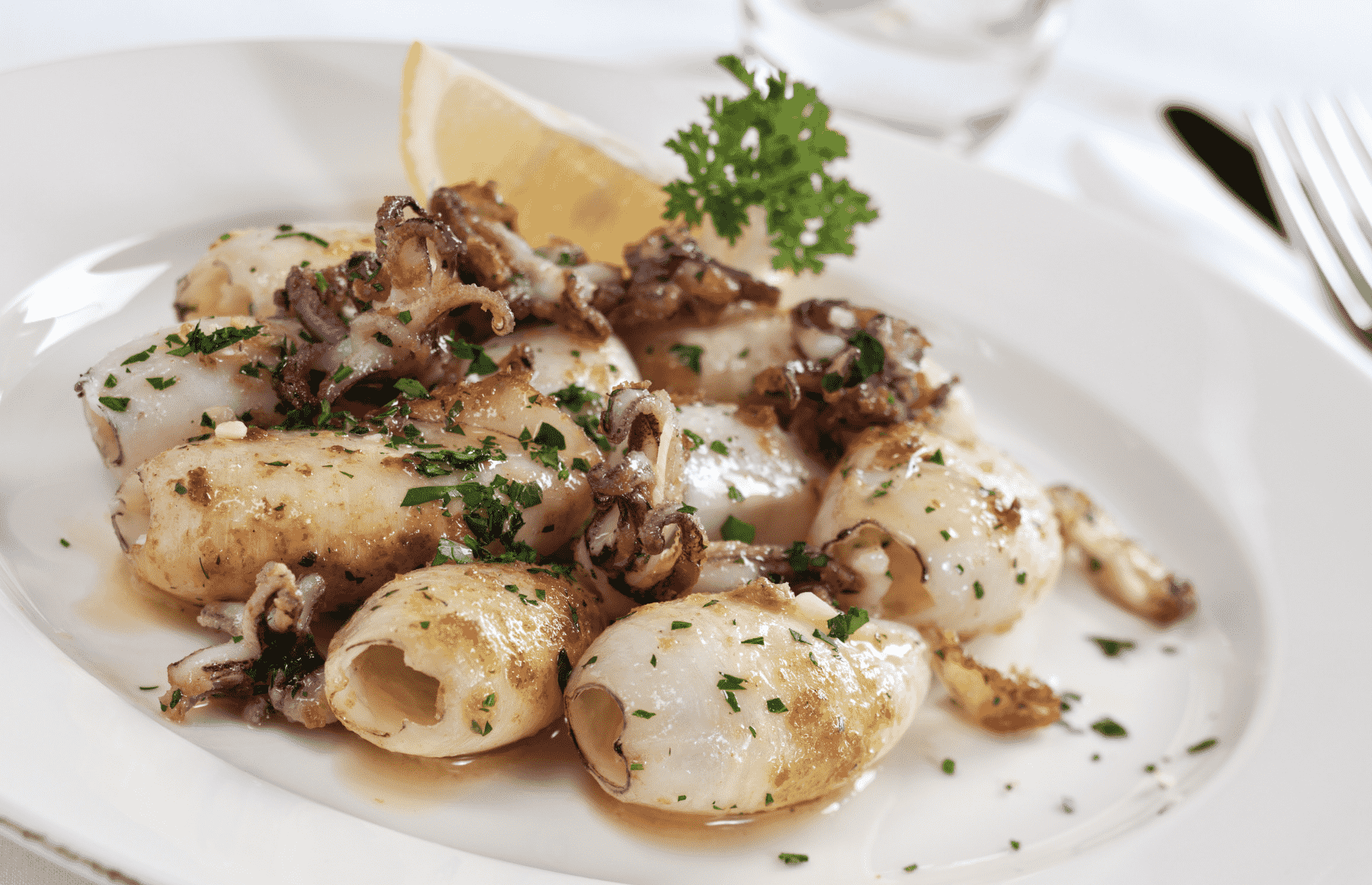 Grilled Squid with Garlic, Parsley, and White Wine